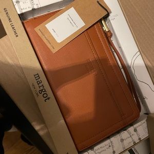 Margot leather wristlet clutch